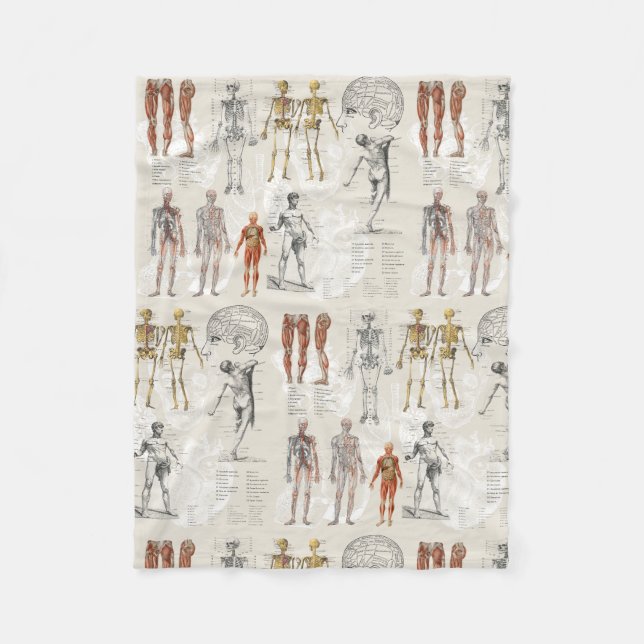 Vintage Anatomy Biology Illustrations Fleece Blanket (Front)