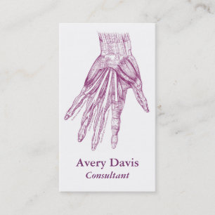 Vintage Anatomy Drawing Hand Muscles Purple Business Card