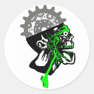 Vintage Anatomy - Steampunk Gears Skull Stickers