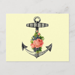 "Vintage Anchor and Roses" Postcard
