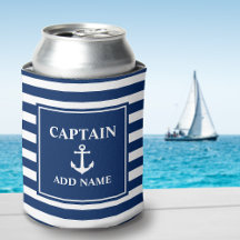Vintage Anchor Captain or Boat Name Navy Striped