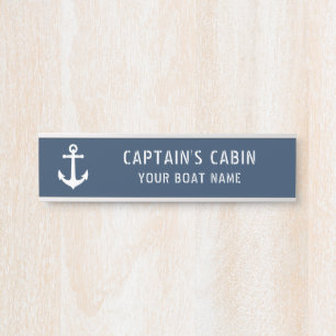 Vintage Anchor Captain's Cabin Your Boat Name Door Sign