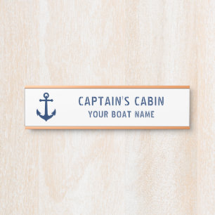 Vintage Anchor Captain's Cabin Your Boat Name Gold Door Sign