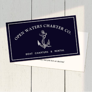 Vintage Anchor Charter Boat Business Card