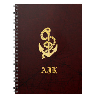 Vintage Anchor Faux Scratched Leather Nautical Notebook