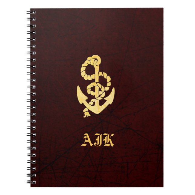 Vintage Anchor Faux Scratched Leather Nautical Notebook (Front)