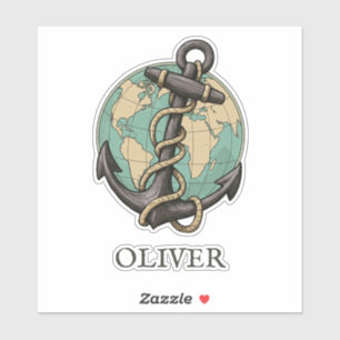 Vintage Anchor & Globe: Nautical World Traveller