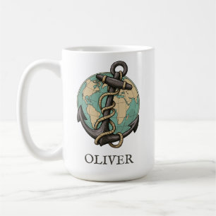 Vintage Anchor & Globe: Nautical World Traveller Coffee Mug