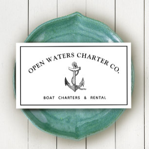 Vintage Anchor Marina White Business Card