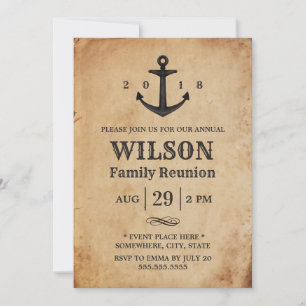 Vintage Anchor Nautical Family Reunion Invitation