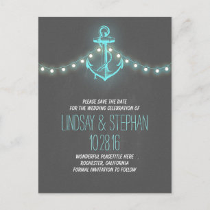 vintage anchor nautical save the date postcards