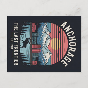 Vintage Anchorage Alaska Retro Travel Poster Illus Holiday Postcard