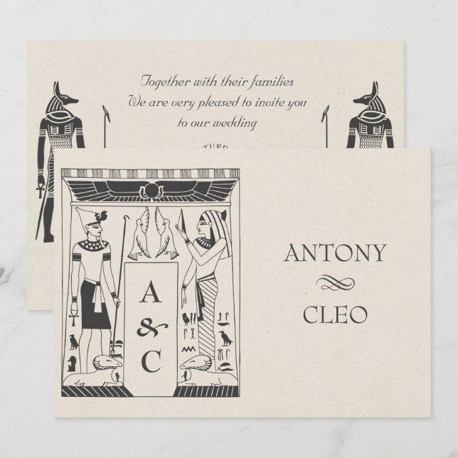 Vintage Ancient Egyptian wedding Invitation (Front/Back)