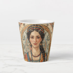 Vintage, Ancient Greece Women Style, Mozaik, Antiq Latte Mug
