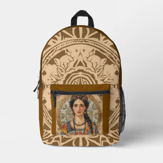 Vintage, Ancient Greece Women Style, Mozaik, Antiq Printed Backpack
