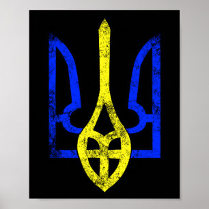 Vintage Ancient Tryzub Ukrainian Symbol Ukraine Fl Poster