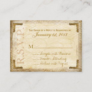 Vintage and Gold RSVP Cards (Chunky Business Card)