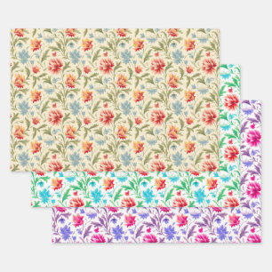Vintage and Modern Floral Wrapping Paper Sheet