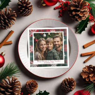 Vintage and Modern Red and Green Snowflakes Napkin
