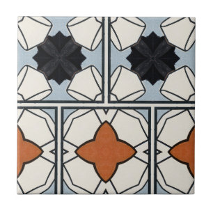 Vintage and Modern White and Blue Geometric Tile