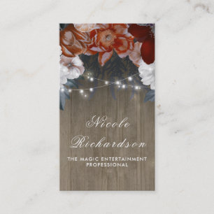 Vintage and Rustic Plum and Burgundy Floral Boho Business Card