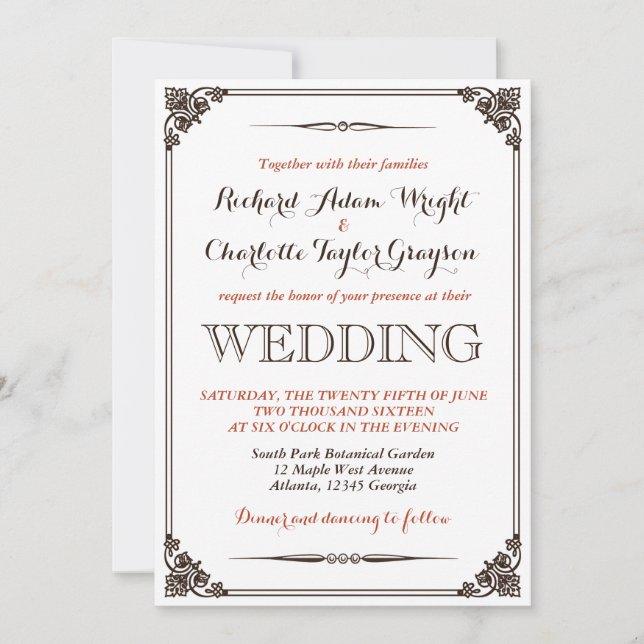 Vintage and Rustic Wedding Invitation (Front)