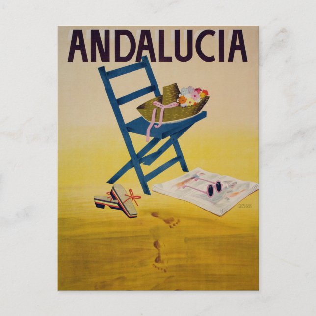 Vintage Andalucia Beach Travel Postcard (Front)