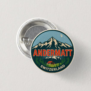 Vintage ANDERMATT ski Switzerland Swiss Alps gifts 3 Cm Round Badge