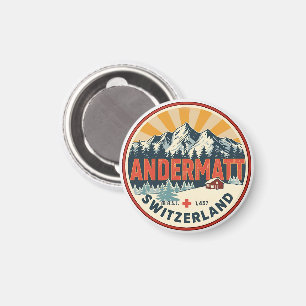 Vintage ANDERMATT ski Switzerland Swiss Alps gifts Magnet