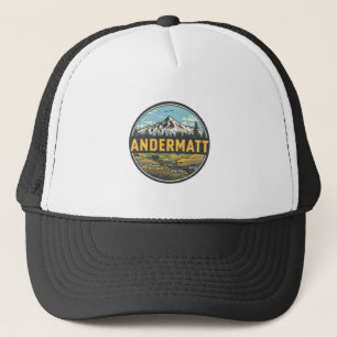 Vintage ANDERMATT ski Switzerland Swiss Alps gifts Trucker Hat