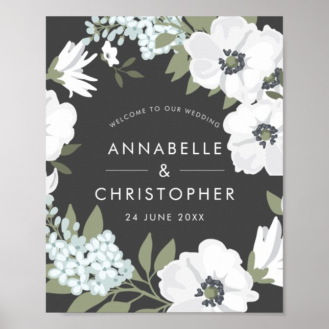 Vintage Anemone Wedding Welcome Poster (Front)