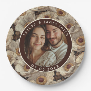 Vintage Anemones Charm Backyard Wedding Paper Plate