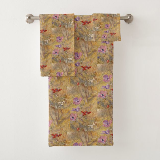 Vintage Anemones Henry Roderick Newman Bath Towel Set (Insitu)