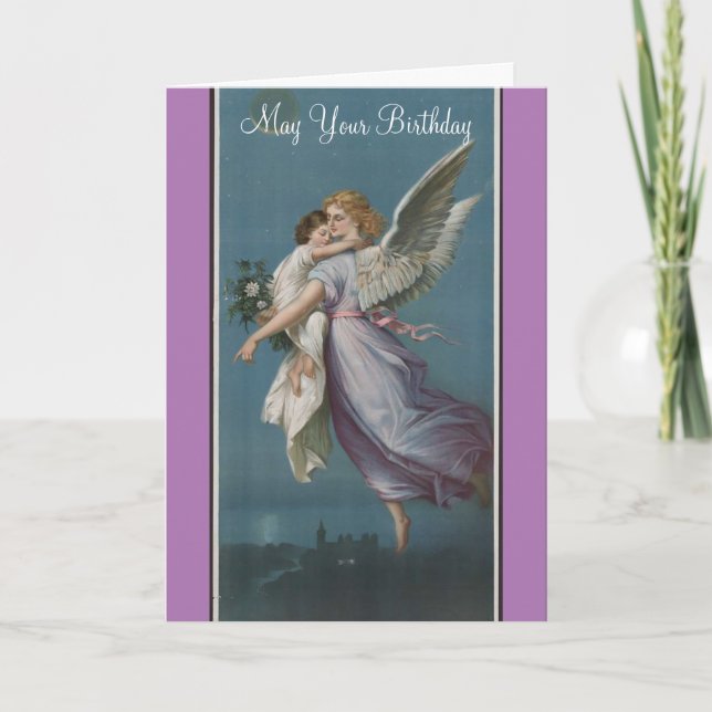 Vintage Angel And Child Birthday Card (Front)