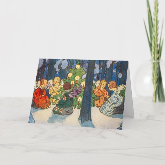 Vintage Angel and Christmas Tree Painting Holiday (Front)