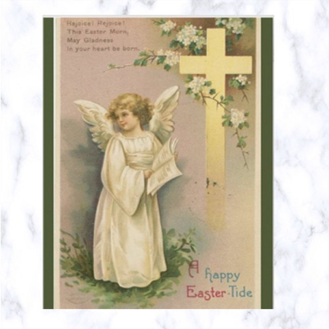 Vintage Angel and Cross Easter Wishes Postcard (Creator Uploaded)