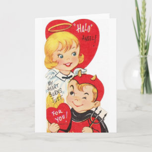 Vintage Angel And Devil Valentine's Day Card