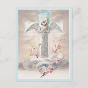 Vintage Angel and Easter Cross Postcard