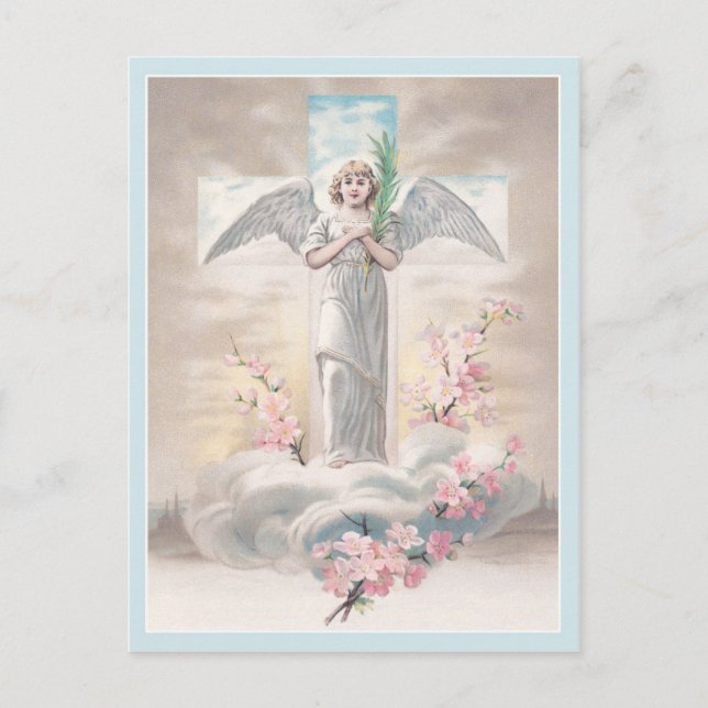 Vintage Angel and Easter Cross Postcard (Front)