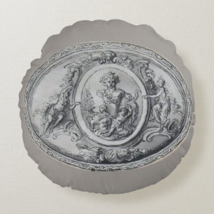 Vintage Angel and Gods Greek Roman Art Round Cushion