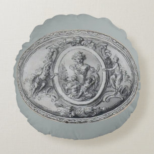 Vintage Angel and Gods Greek Roman Art Round Cushion