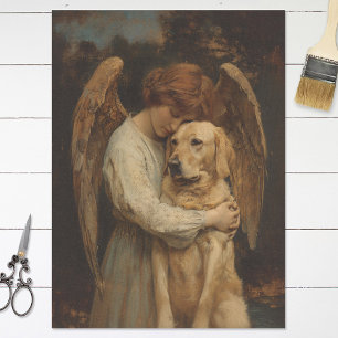 Vintage Angel and Labrador Dog Decoupage Tissue Paper