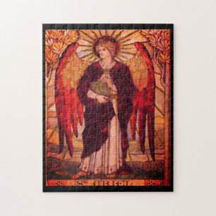 Vintage Angel art Saint Uriel Jigsaw Puzzle