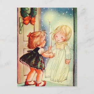 Vintage Angel At The Door Postcard