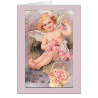 Vintage Angel Card-Angel with Roses