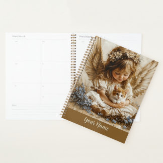 Vintage Angel + Cat Planner Personalize Your Name