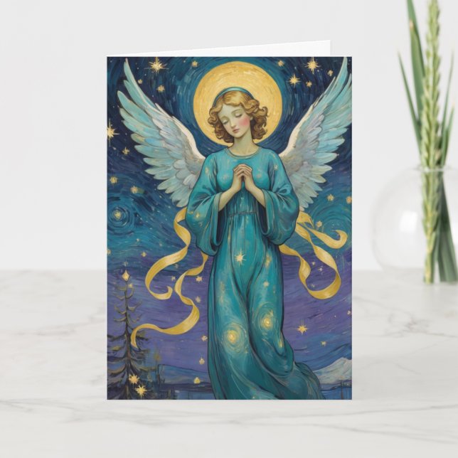 Vintage Angel Christmas Card - Personalise (Front)