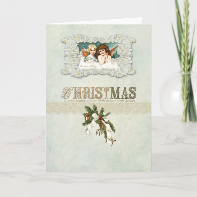 Vintage Angel Christmas Greeting Card (Front)