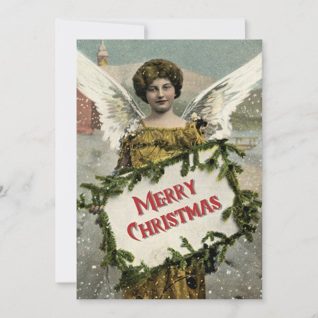 Vintage Angel Christmas Greeting Card (Front)