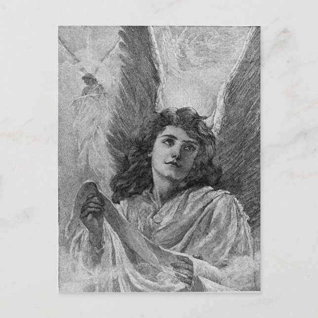 Vintage Angel Christmas Greetings Holiday Postcard (Front)